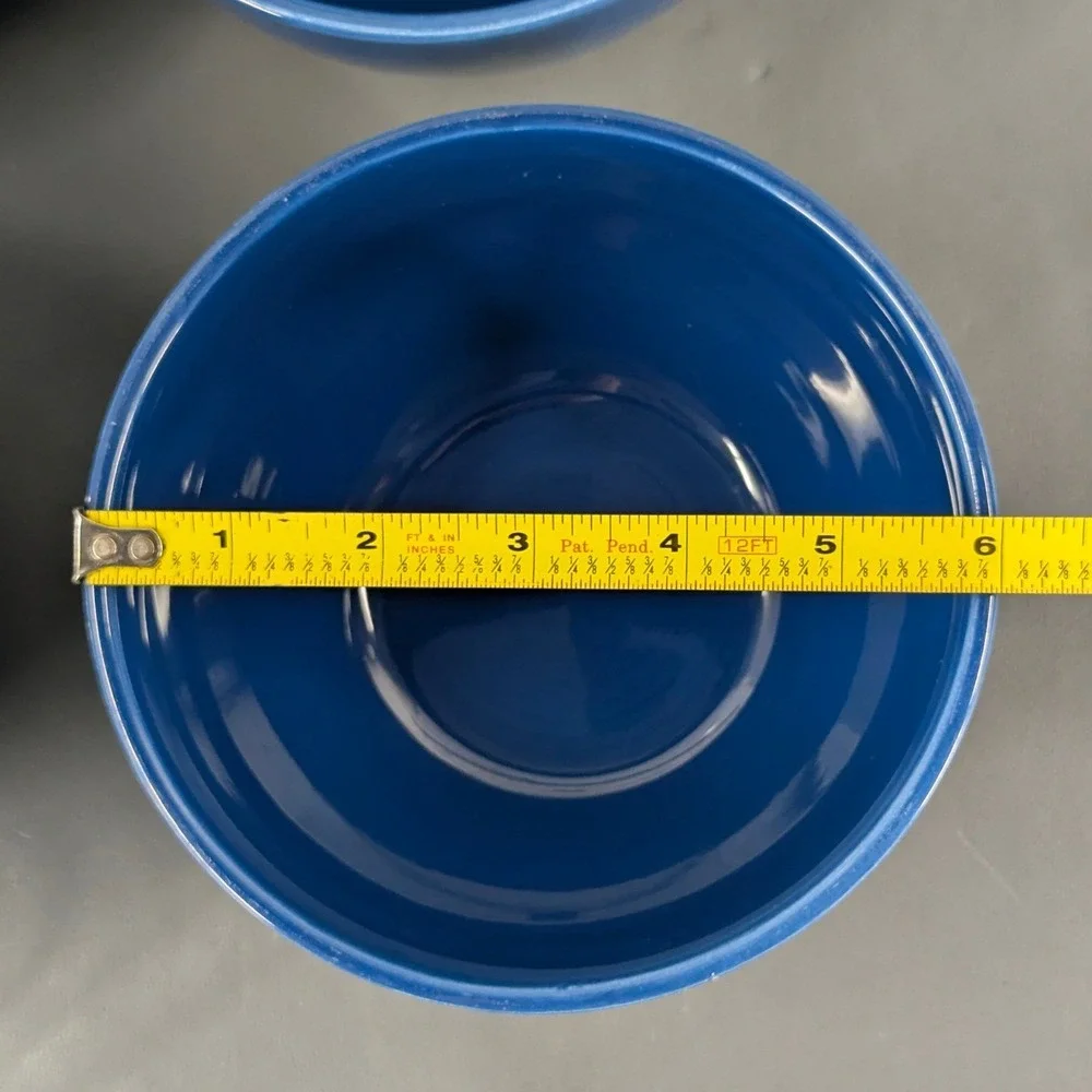 Pier 1 Imports Granada Blue Earthenware Cereal Soup Bowls Set of 4, 6 inches